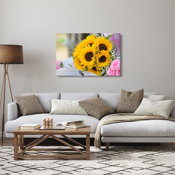 Slika vjenčanog buketa suncokreta (90x60 cm)