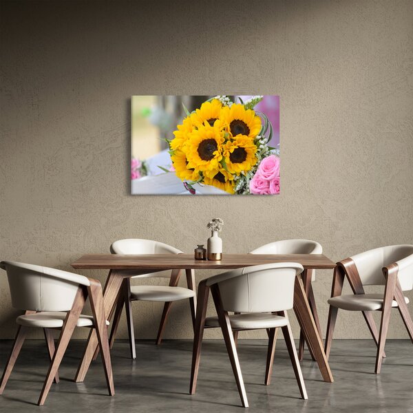 Slika vjenčanog buketa suncokreta (90x60 cm)
