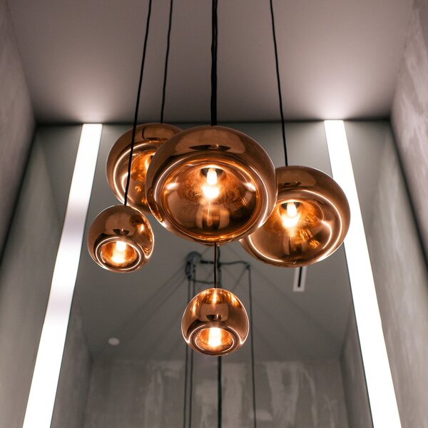 Tom Dixon LED viseća svjetiljka Void mini, bakrena, prigušiva, Bakar, Dnevni boravak/blagovaonica, Bakar