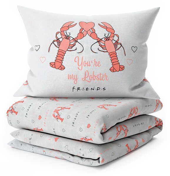 Pamučna posteljina FRIENDS LOBSTER siva Dimenzije posteljine: 2 kom 60 x 70 cm | 200 x 200 cm