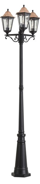 Klasična vanjska svjetiljka crna s bakrenim detaljima 220 cm 3-svjetla IP44 - Havana