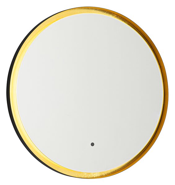 Kupaonsko ogledalo crno sa zlatom uklj. LED i prigušivač na dodir - Pim