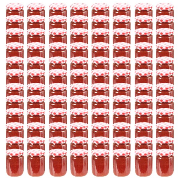 VidaXL Staklenke za džem s bijelo-crvenim poklopcima 96 kom 230 ml
