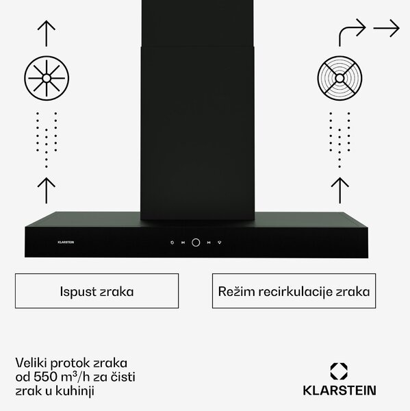 Klarstein SmartEdge napa, Wi-Fi, tiho, izvršni, LED, 550 m³/h, EEZ A+