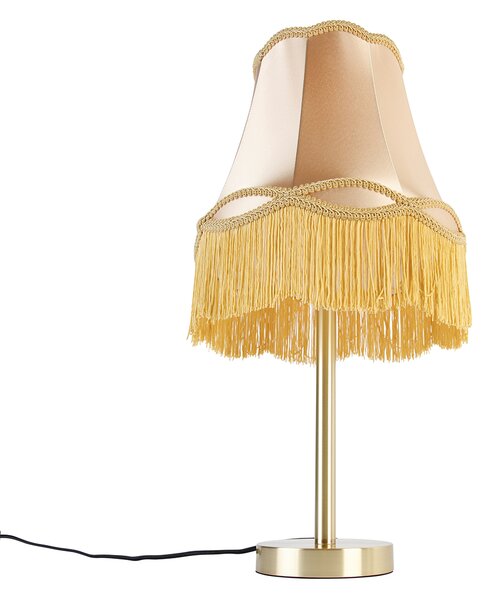 Klasična stolna lampa mesing s abažurom Granny zlatne boje 30 cm - Simplo