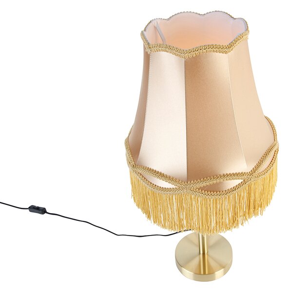 Klasična stolna lampa mesing s abažurom Granny zlatne boje 30 cm - Simplo