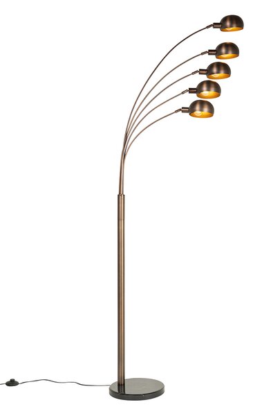 Dizajnerska podna lampa tamno brončana sa zlatom 5-svjetla - Sixties Marmo