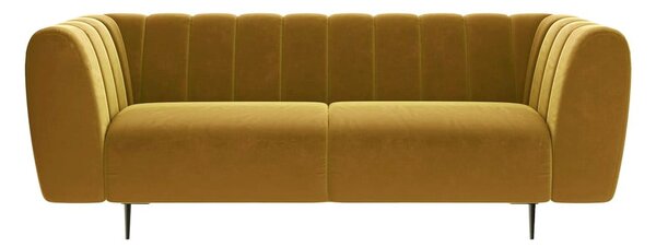 Žuta baršunasta sofa Ghado Shel, 210 cm