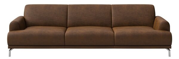 Smeđa sofa od imitacije kože MESONICA Puzo, 240 cm
