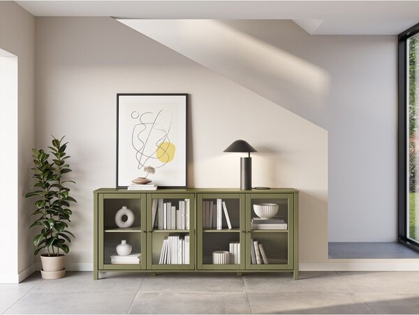 Zelena vitrina od masivnog bora 186x80x40 cm Alessandra – Marckeric