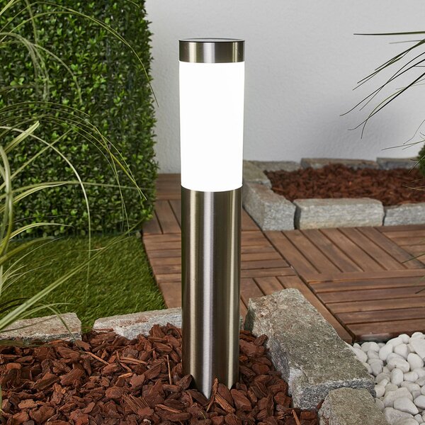 Lindby LED solarna lampa Aleeza, 61 cm, nehrđajući čelik, šiljak za tlo, Metalik, Nehrđajući čelik