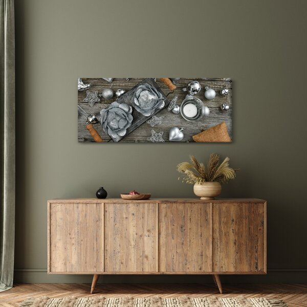 Slika - srebrni božićni ukrasi (120x50 cm)