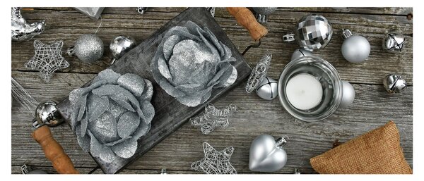 Slika - srebrni božićni ukrasi (120x50 cm)