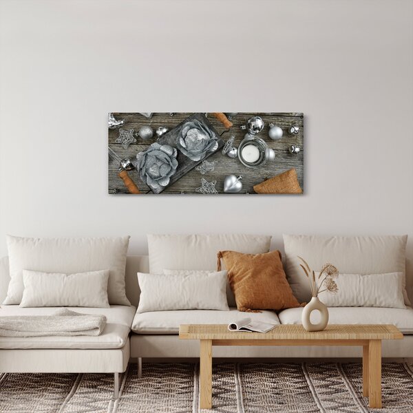 Slika - srebrni božićni ukrasi (120x50 cm)
