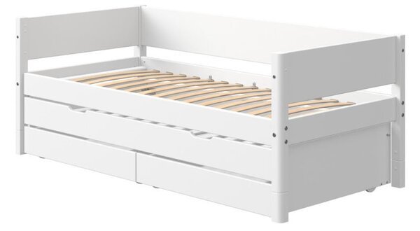 Bijeli dječji krevetić s dodatnim krevetom na izvlačenje i prostorom za odlaganje Flexa White