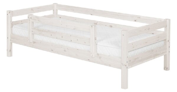 Bijeli dječji krevet od borovine sa sigurnosnom šipkom Flexa Classic, 90 x 200 cm