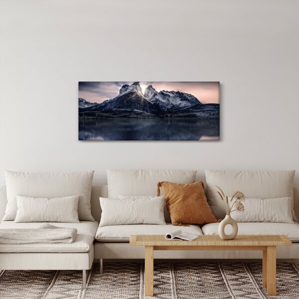 Slika jezera s planinom (120x50 cm)