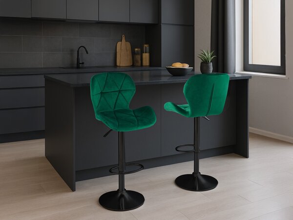 Barska stolica s crnom nogom WEST VELVET, zelena