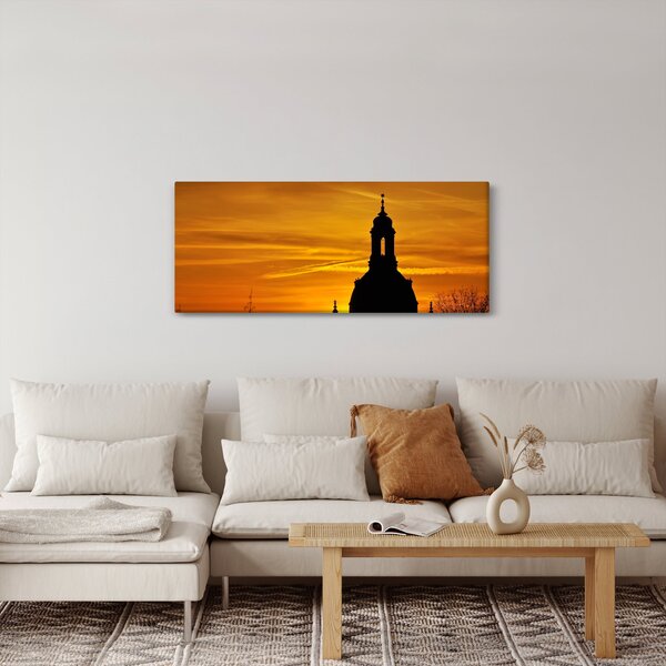 Slika crkve pri zalasku sunca (120x50 cm)