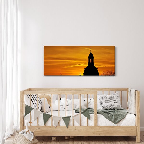 Slika crkve pri zalasku sunca (120x50 cm)