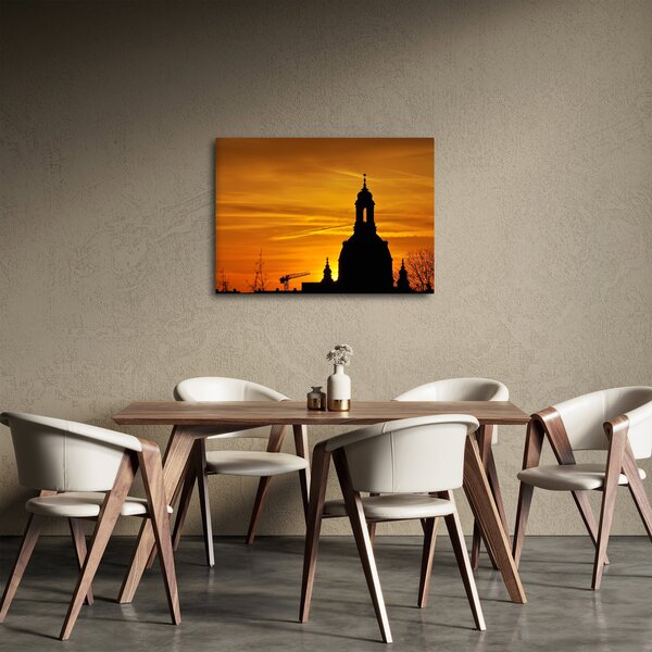 Slika crkve pri zalasku sunca (70x50 cm)