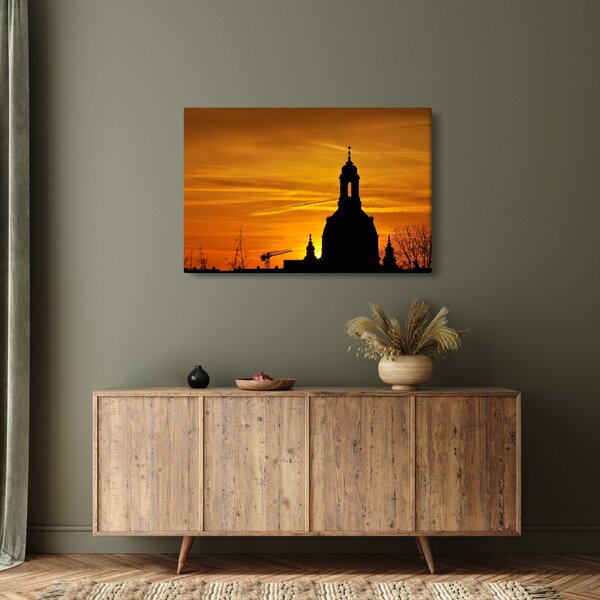 Slika crkve pri zalasku sunca (90x60 cm)