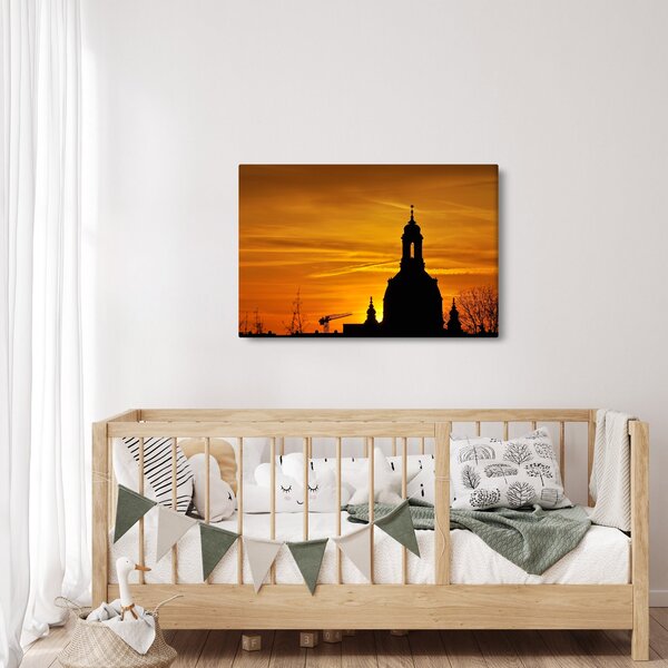 Slika crkve pri zalasku sunca (90x60 cm)