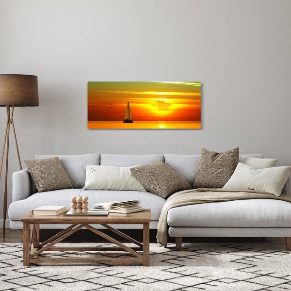 Slika zalaska sunca s jahtom (120x50 cm)