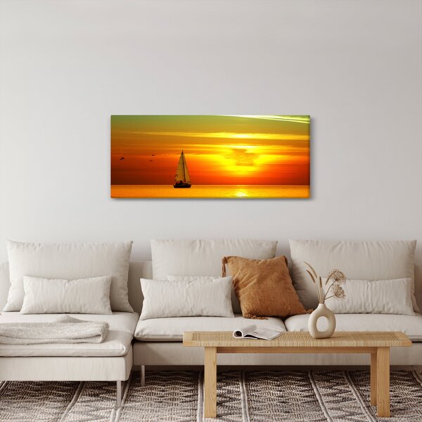 Slika zalaska sunca s jahtom (120x50 cm)