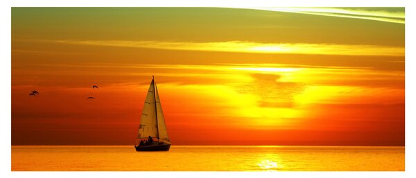 Slika zalaska sunca s jahtom (120x50 cm)
