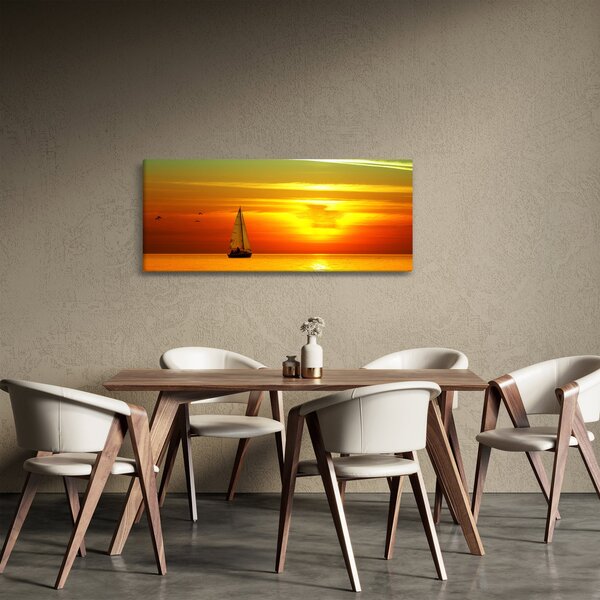 Slika zalaska sunca s jahtom (120x50 cm)
