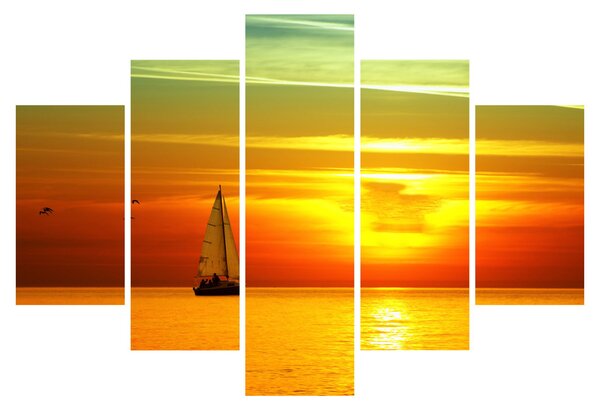 Slika zalaska sunca s jahtom (150x105 cm)