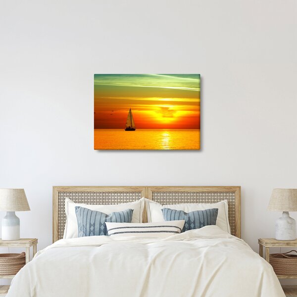 Slika zalaska sunca s jahtom (70x50 cm)