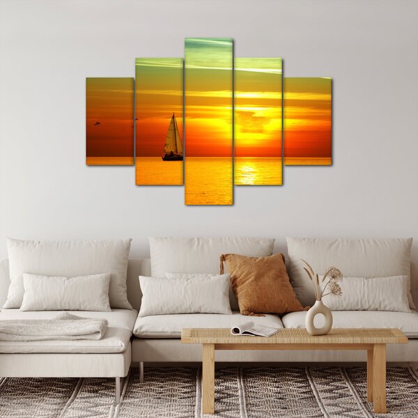 Slika zalaska sunca s jahtom (150x105 cm)