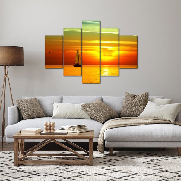 Slika zalaska sunca s jahtom (150x105 cm)