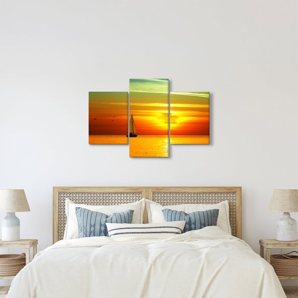 Slika zalaska sunca s jahtom (90x60 cm)