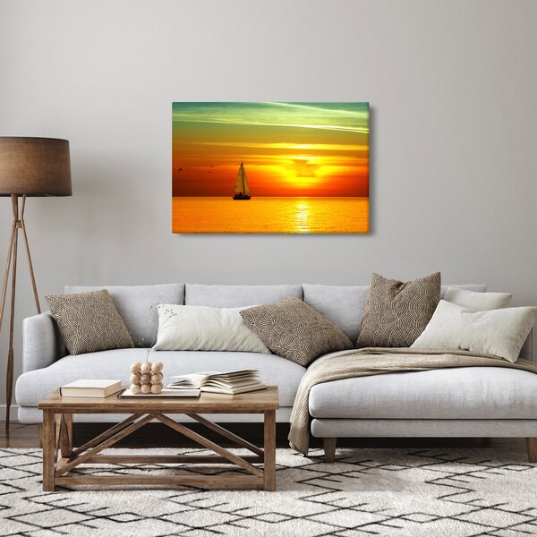 Slika zalaska sunca s jahtom (90x60 cm)