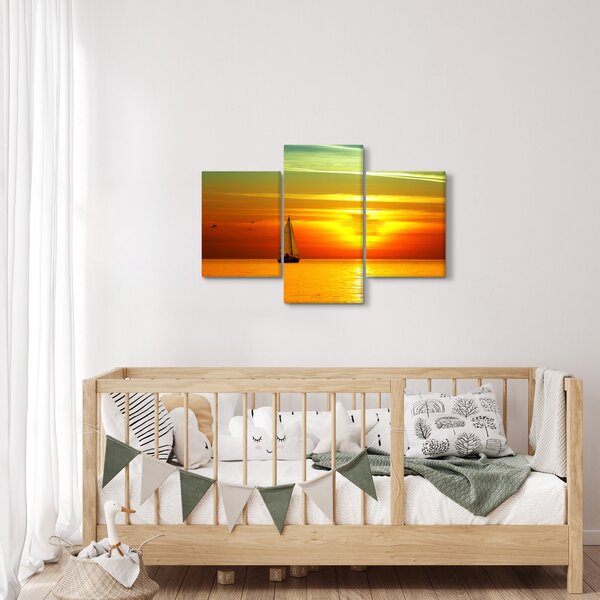 Slika zalaska sunca s jahtom (90x60 cm)