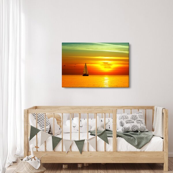 Slika zalaska sunca s jahtom (90x60 cm)