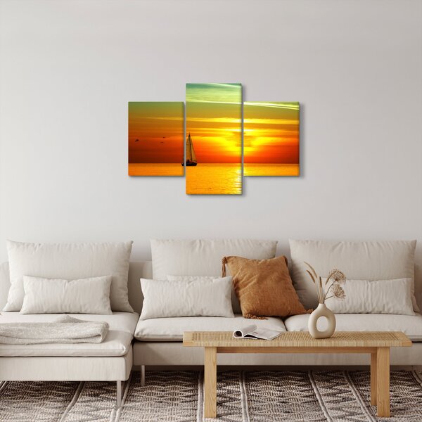 Slika zalaska sunca s jahtom (90x60 cm)