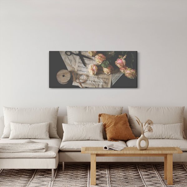 Slika glazbenih nota i ruža (120x50 cm)