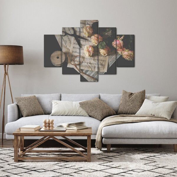 Slika glazbenih nota i ruža (150x105 cm)