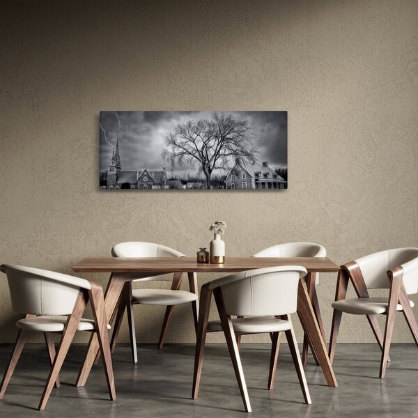 Slika crno-bijelog sela (120x50 cm)