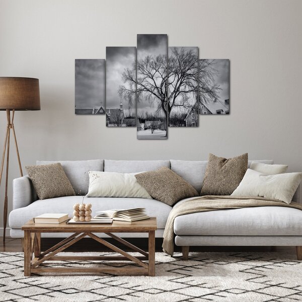 Slika crno-bijelog sela (150x105 cm)