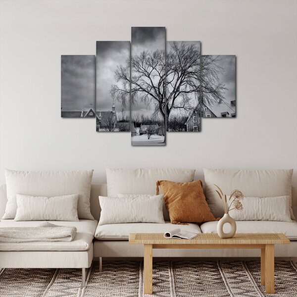 Slika crno-bijelog sela (150x105 cm)