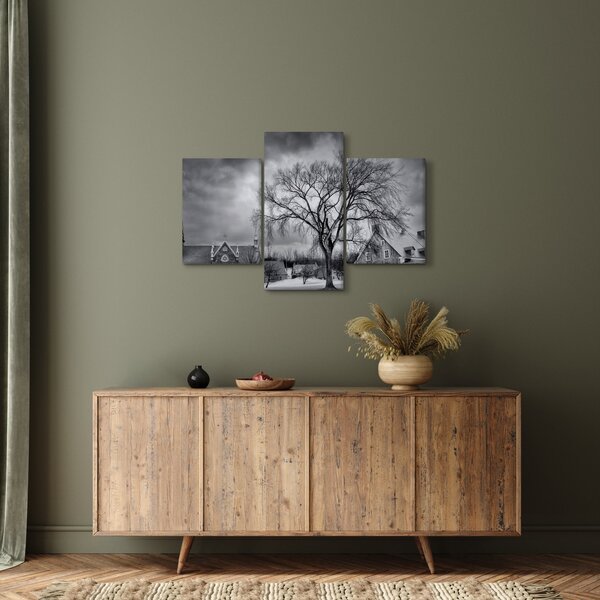 Slika crno-bijelog sela (90x60 cm)