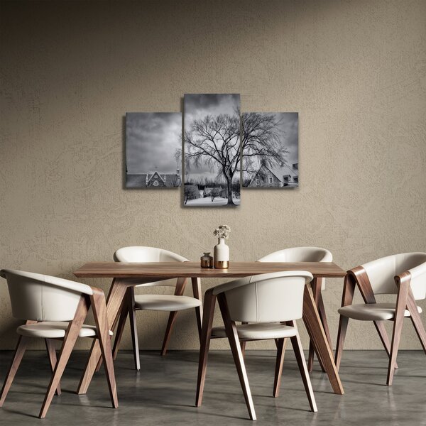 Slika crno-bijelog sela (90x60 cm)