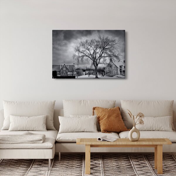 Slika crno-bijelog sela (90x60 cm)