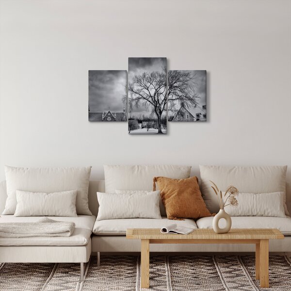Slika crno-bijelog sela (90x60 cm)
