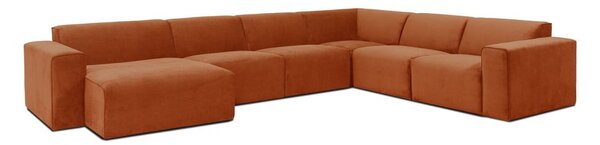 Tamnonarančasta baršunasta modularna sofa u obliku slova U Scandic Sting, lijevi kut